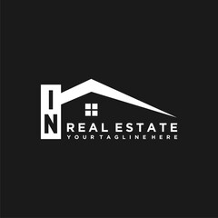 IN Initials Vektor Stok Real Estate Logo Design