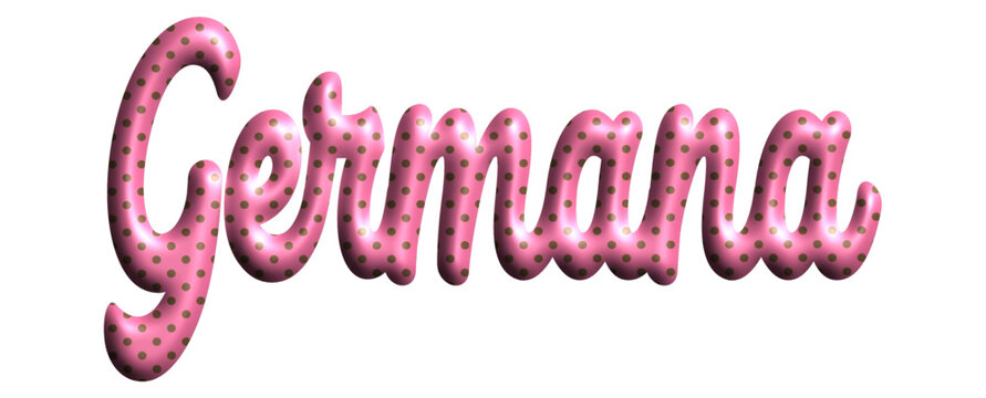 germana - pink color with dots, fabric style -name - three-dimensional effect tubular writing - Vector graphics - Word for greetings, banners, card, prints, cricut, silhouette, sublimation
