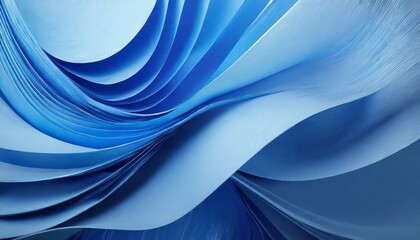 Abstract 3D Render of Blue Folded Ribbons Macro Shot