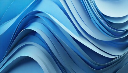Creative Perspective of Blue Folded Ribbons in 3D Render