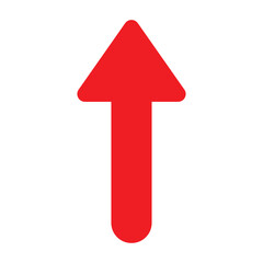 Simple up arrow red flat icon arrow up symbol isolated on white, upload icon