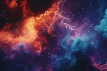 Foto op Canvas Blue, pink and purple nebula space stars sky CG illustration background. High quality photo © AminaDesign