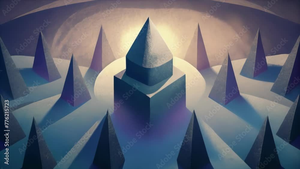 Poster A play of light and dark as sharp rectangles cast jagged shadows against a backdrop of soft curved shapes.