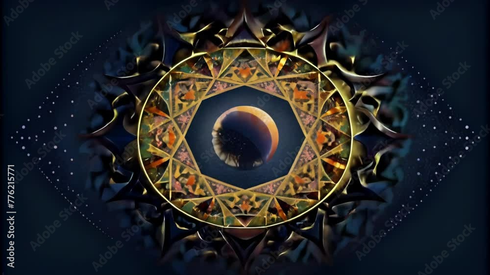 Poster Intricate geometric patterns inspired by the intricate shadows formed during a partial lunar eclipse.