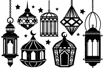 Eid element silhouette vector art illustration