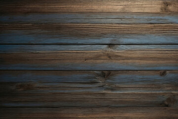 Fototapeta premium Brown and blue old dirty wood wall wooden plank board texture background with grains and structures