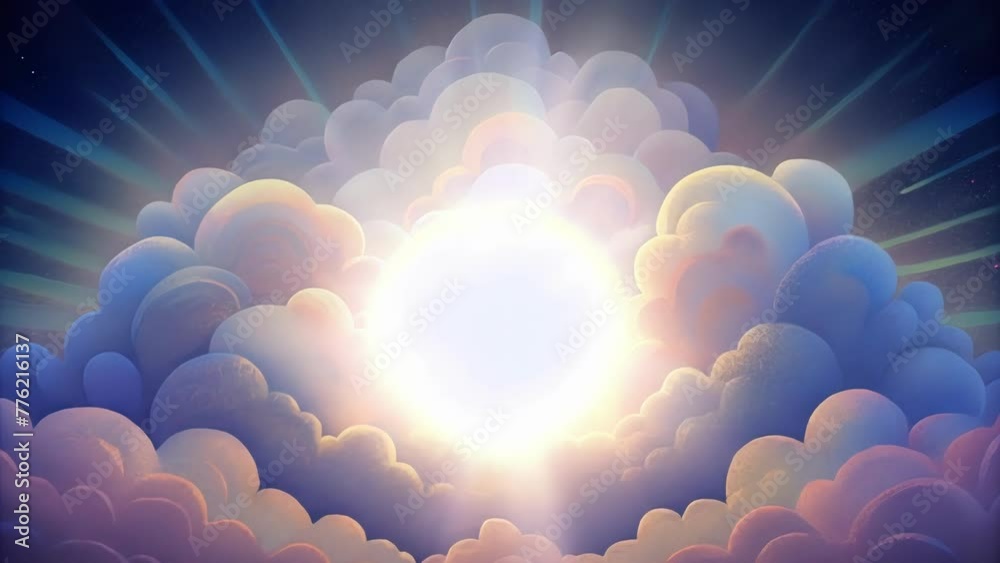 Poster Luminous clouds colliding in a mesmerizing display.