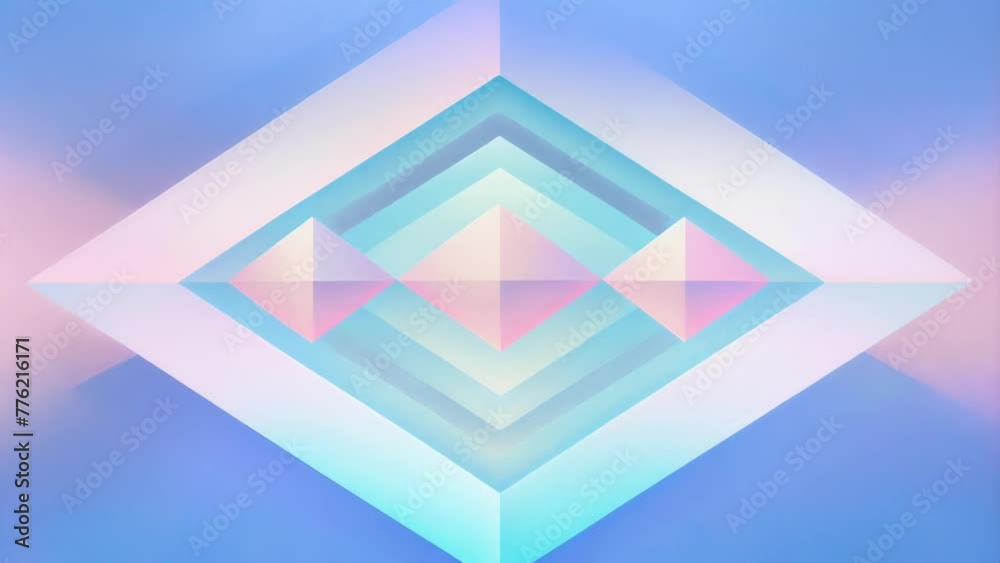 Poster a tranquil calming scene of intersecting pastel blue and pink rhombuses creating a sense of movement
