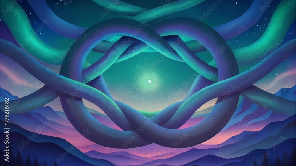 Poster A fluid and everchanging tapestry of shimmering intertwining threads in the vivid hues of the northern lights.