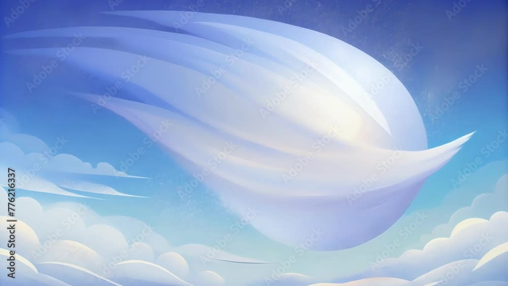 Poster Abstract strokes of white on a canvas of sky creating a soft and peaceful atmosphere.