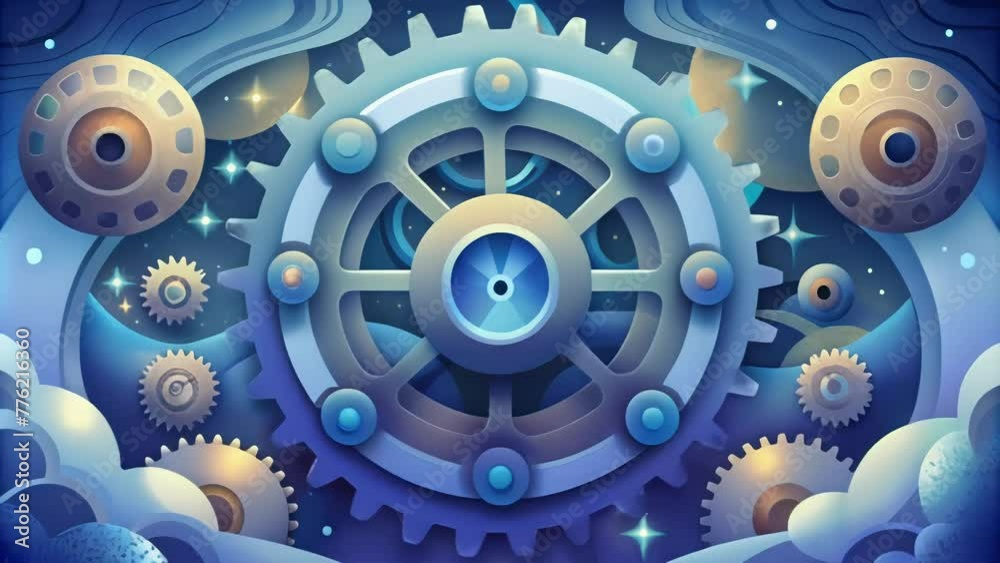 Leinwandbilder A digital interpretation of a complex system of gears creating a futuristic and industrial aesthetic.