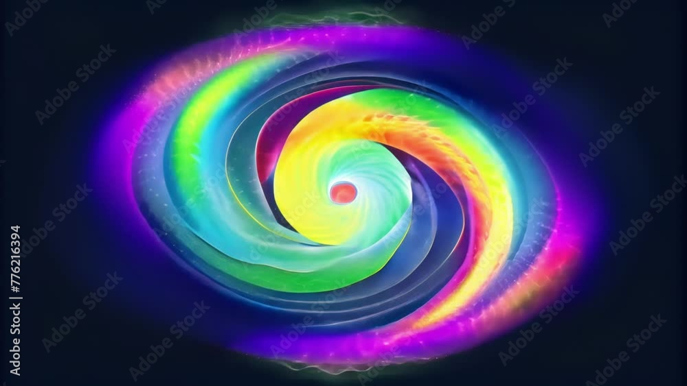 Aufkleber A glowing vortex of spectral spirals each one containing a spectrum of colors within its twists and turns.