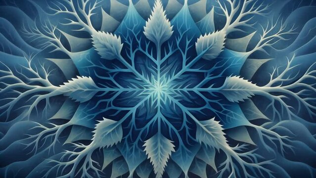 Jagged and sharp each fractal branching off into countless intricate patterns a frozen forest of frostbite fractals.