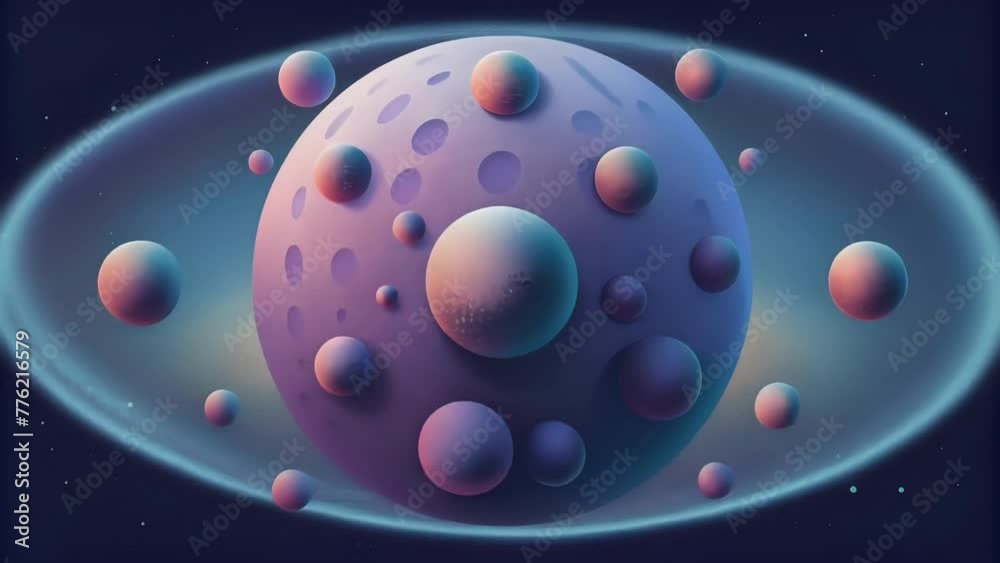 Poster A surreal depiction of dimensional dots with each one appearing to morph and shift in shape and size creating a disorienting visual experience.