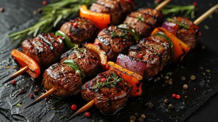 Kebab - delicious grilled meat and barbecue vegetables