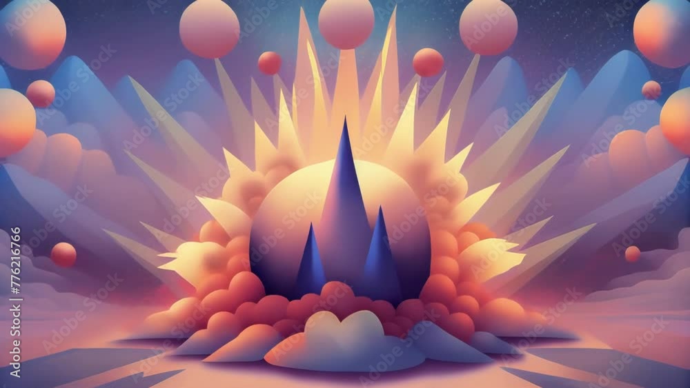 Aufkleber Layers of blurred shapes and distorted colors blend together capturing the chaotic and explosive nature of a sonic boom.