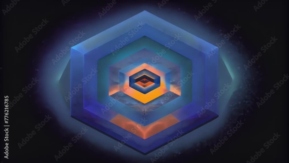 Aufkleber A mesmerizing optical illusion with hexagonal shapes seemingly floating and shifting on a deep black background.