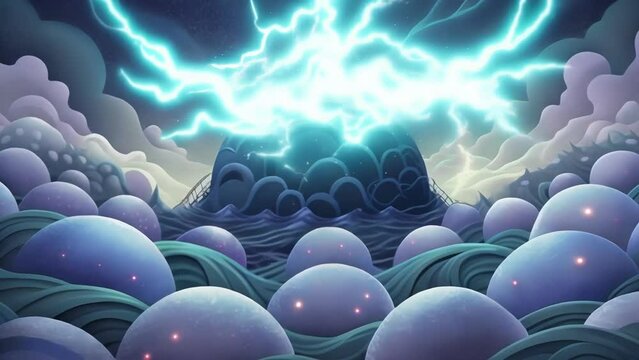 A stormy sea of electric charges churning and colliding in a neverending cycle of electromagnetic activity.