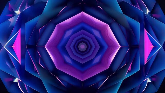 A hypnotic display of geometric patterns as if gazing into the depths of a geode.