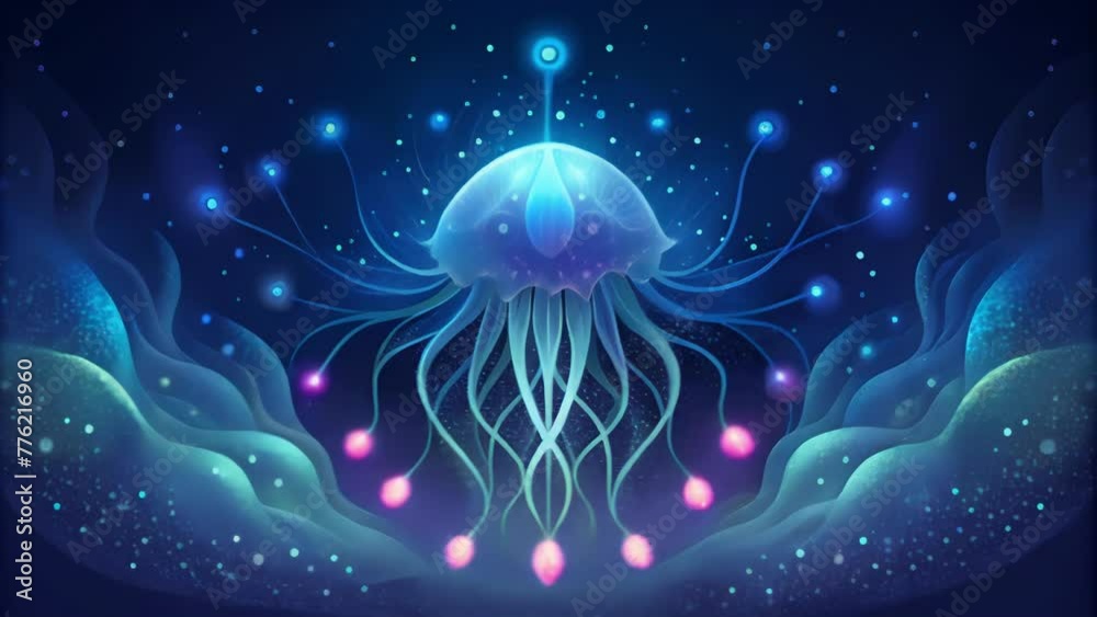 Aufkleber a delicate intricate display of bioluminescence reminiscent of a celestial ballet in the depths of t