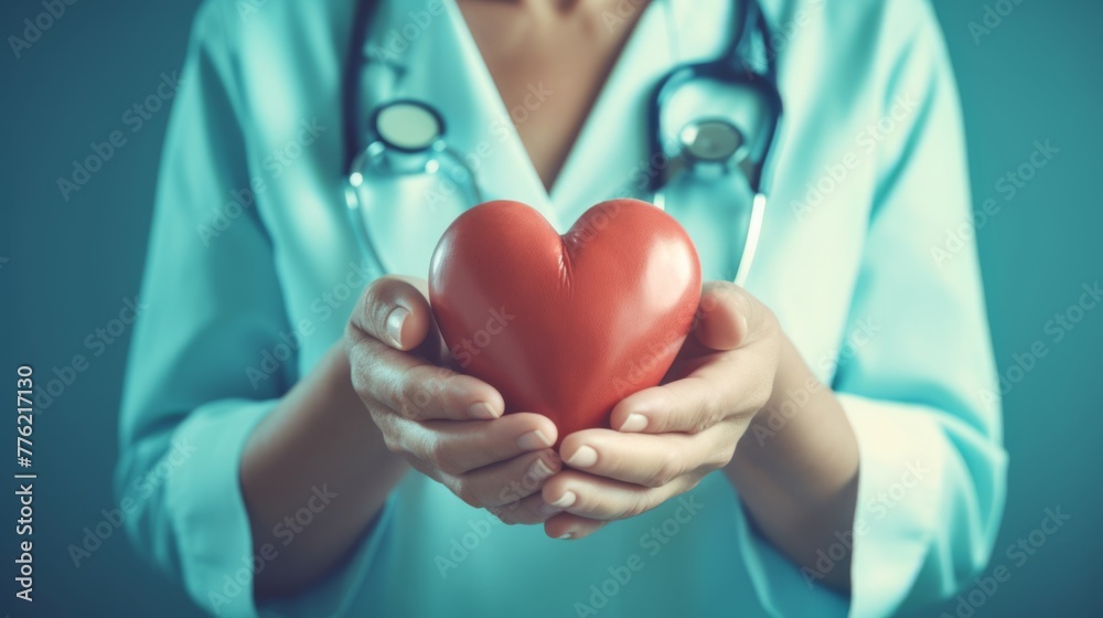 Sticker Healthcare Professional Holding Heart