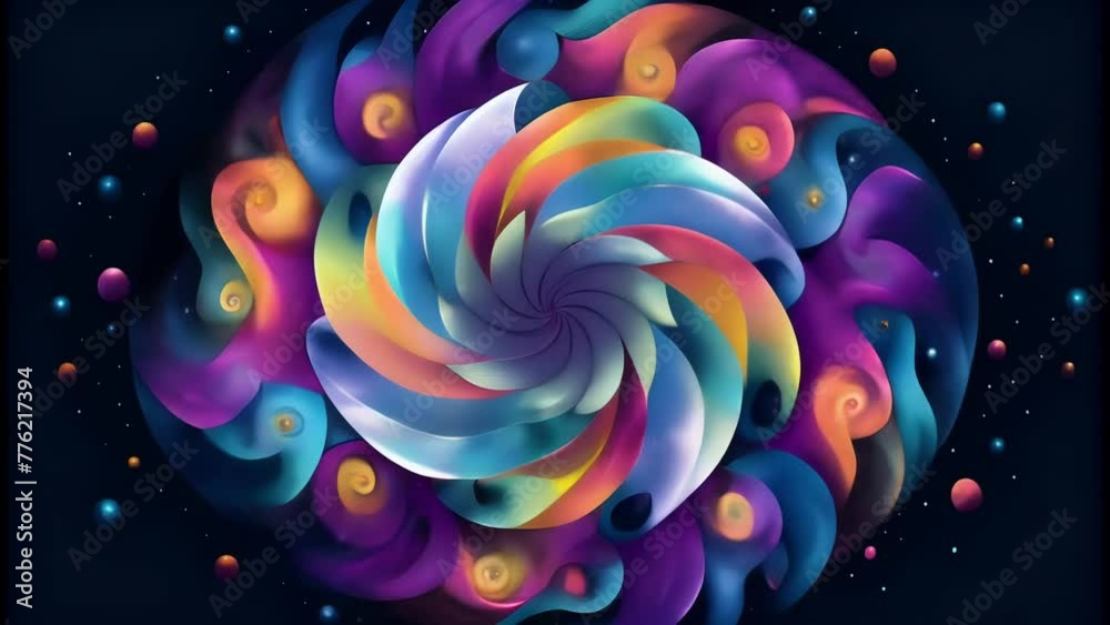 Poster A chaotic but harmonious fusion of  swirls in a chaotic explosion of colors and shapes.