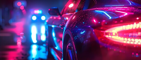 Police Car Siren: Close-up of Flashing Red and Blue Lights. Concept Emergency Vehicles, Red and Blue Lights, Law Enforcement, Police Equipment, Visual Warning Signs - obrazy, fototapety, plakaty