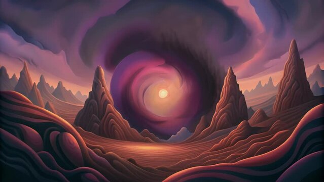 An otherworldly landscape of jagged edges and swirling patterns created by fractal equations.