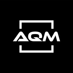 Initial letter AQM logo design. AQM logo design inside square.