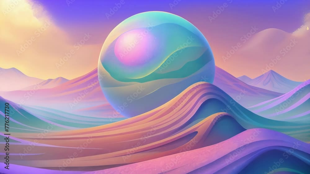 Poster a surreal landscape of holographic hues bending and blending into a hazy shimmering veil.