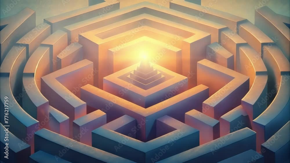 Fototapete A intricate labyrinth of origami shapes seamlessly interconnected and casting intriguing shadow patterns.