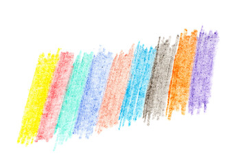 Multicolored hand drawn patterns isolated on white background. Hand drawn colored pencils.