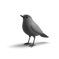 Naklejka premium Black crow standing, 3D. Black bird for design concepts on white background. Vector