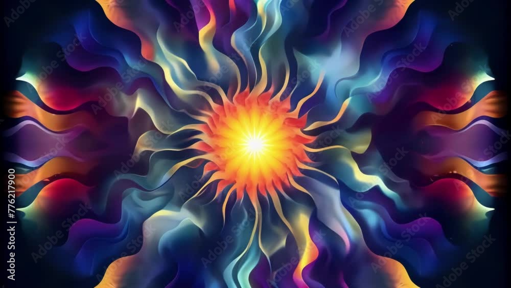 Aufkleber An explosion of chromatic waves bursting forth from a central point and spreading out in all directions.