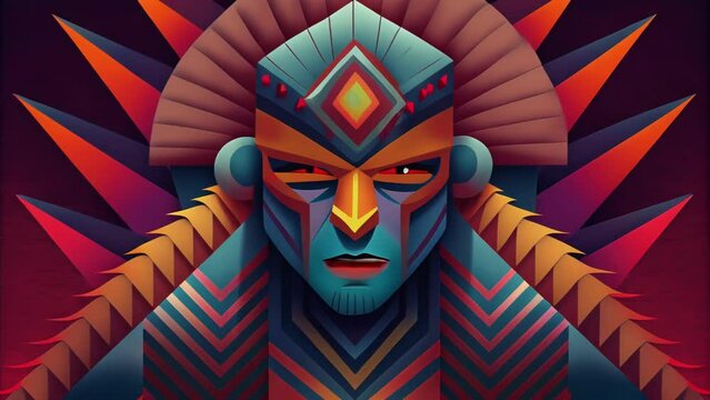 A modern take on traditional tribal patterns with bold and contrasting colors coming together in a dynamic and eyecatching tapestry.