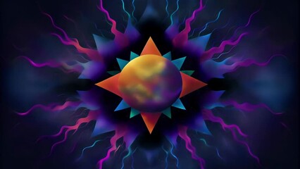 A jarring and chaotic composition of clashing colors and jagged lines unsettling yet somehow alluring in its abstract take on the spectral