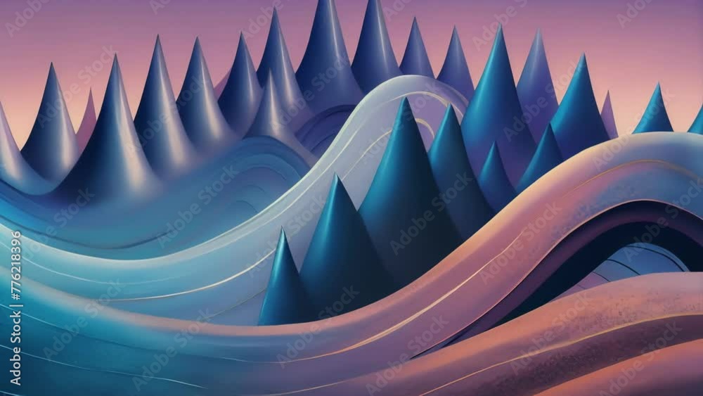 Poster A symphony of curves and spikes undulating and converging in a fluid yet structured composition reminiscent of a musical waveform.