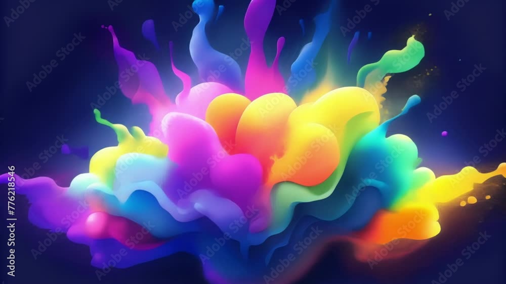 Poster a burst of vibrant colors as ink dissolves and expands in a clear liquid.