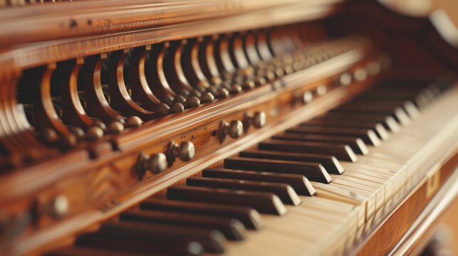Close up view of harpsichord generative ai