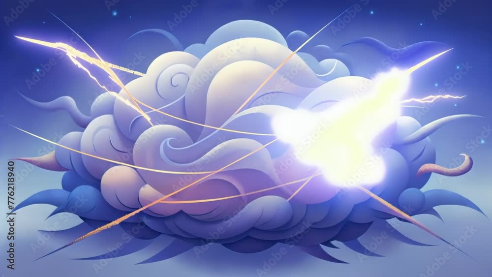 Aufkleber Soft dreamy tendrils of clouds interwoven with sharp jagged lines evoking a feeling of controlled chaos.