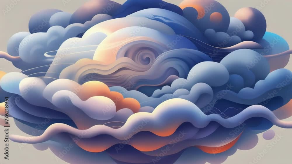 Poster Layers upon layers of clouds distinct yet overlapping creating a sense of depth and movement in this abstract representation of chaos.