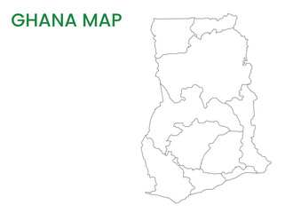 High detailed map of Ghana. Outline map of Ghana. Africa