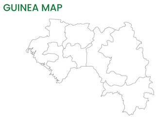 High detailed map of Guinea. Outline map of Guinea. Africa