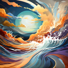 the moon and the ocean peaceful abstract image 