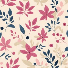 Beautifull colored floral pattern on plaid background