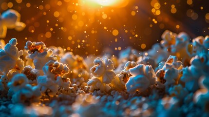 Shimmering popcorn kernel explosion