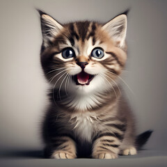 cute cate on grey background 