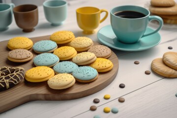 Obraz na płótnie Canvas Coffee and cookies on white background