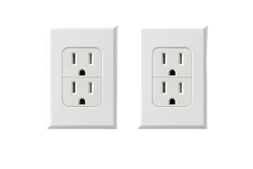 Electric Duo: Two White Electrical Outlets Side by Side.