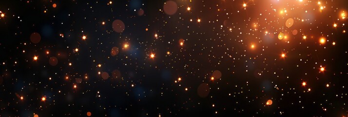 Background from the starry sky with bright orange stars, blurred sky, night sky with stars, banner